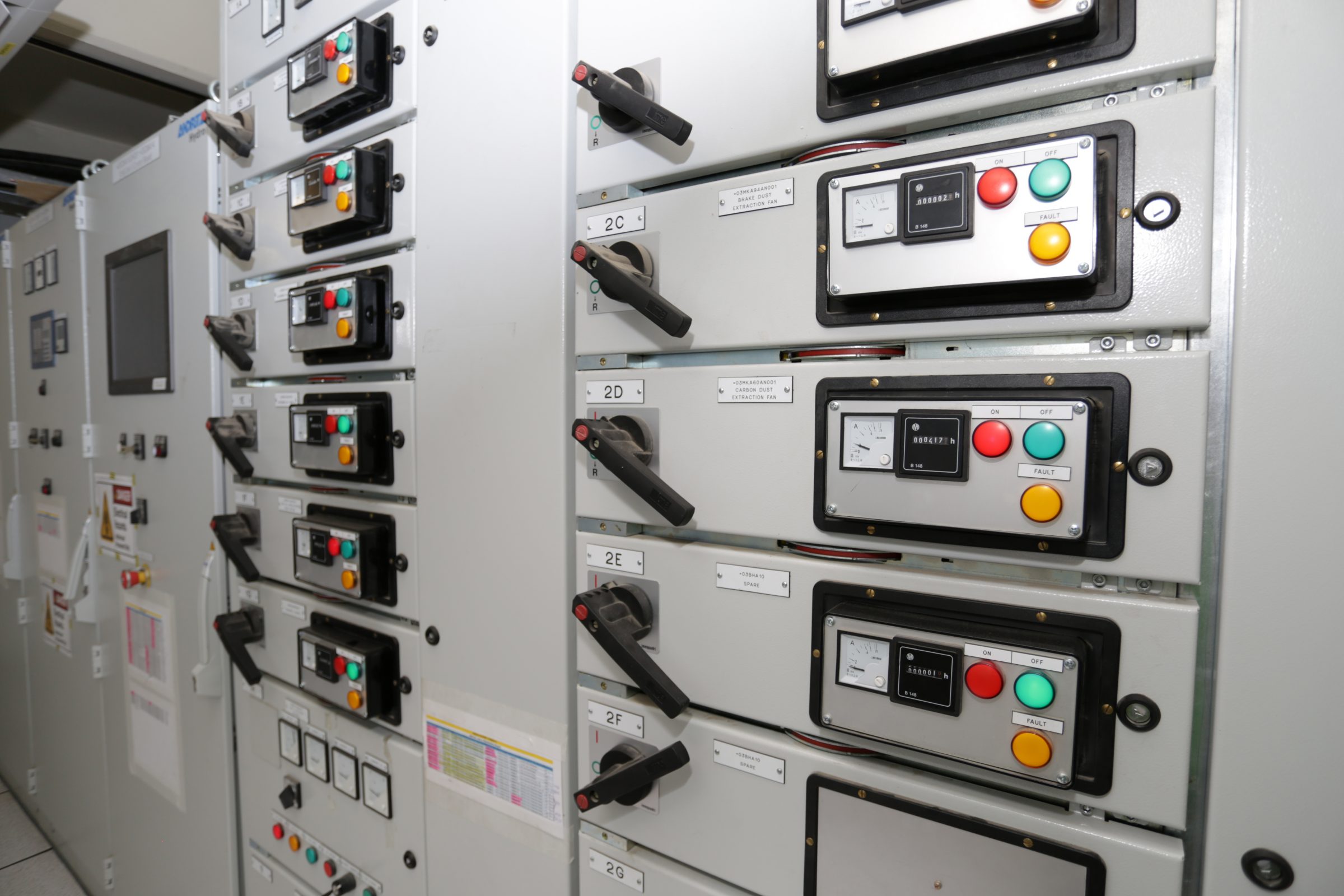 Photograph of control switches at the Nkula A hydropower station