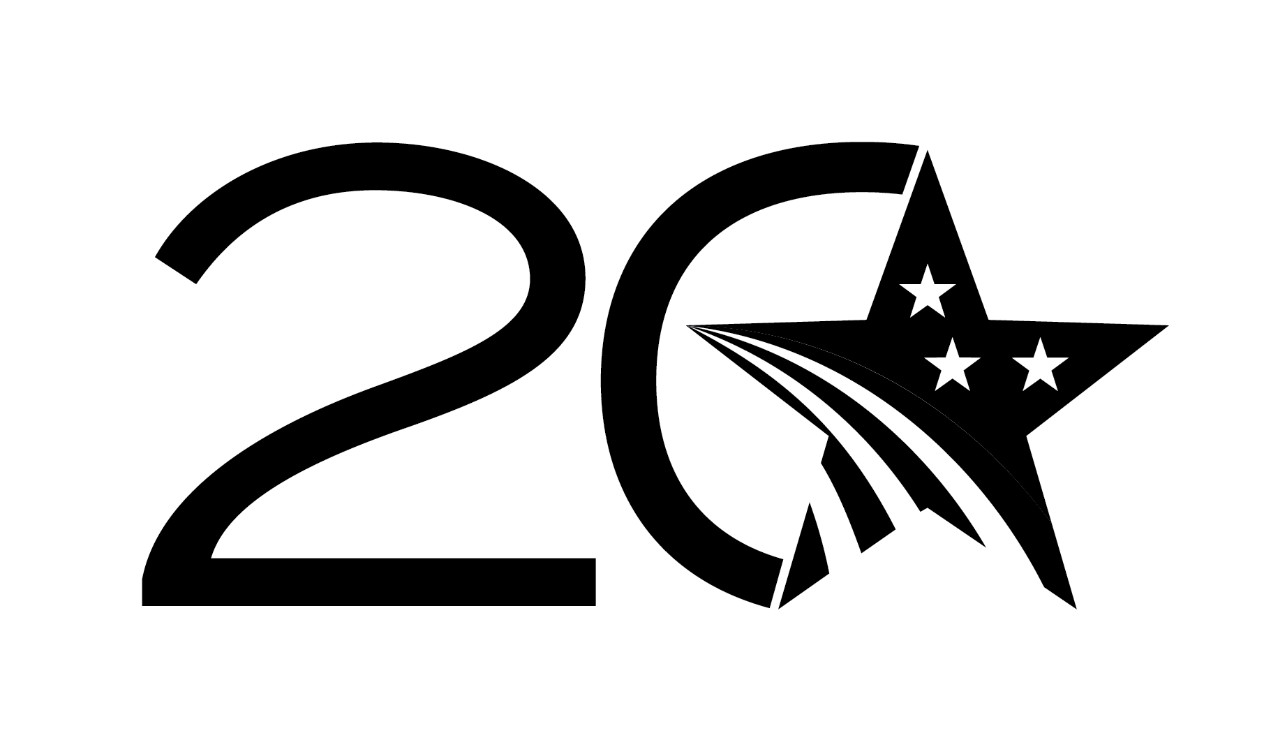 image of the one color 20th anniversary logo