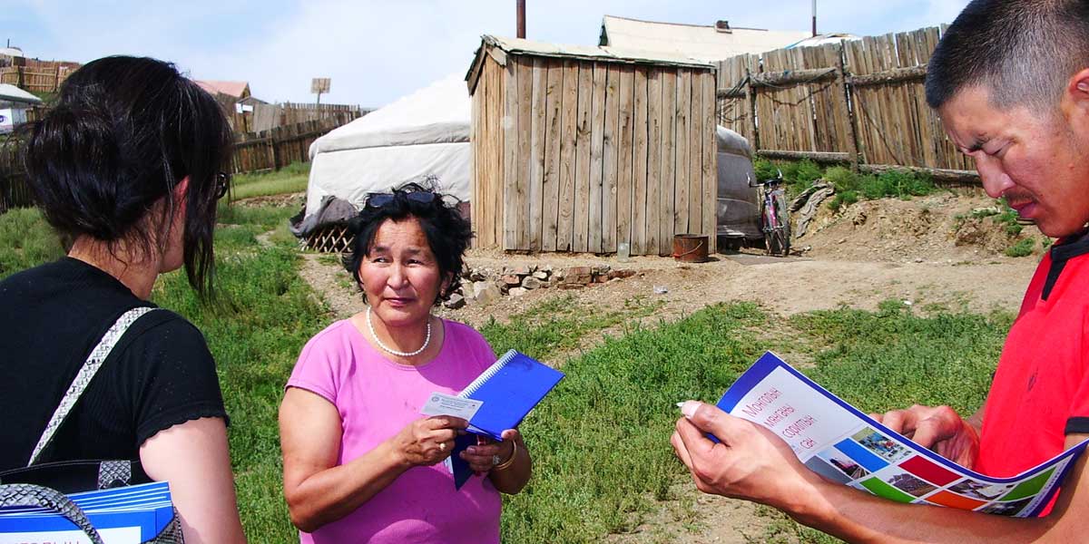 Mongolia people reviewing land