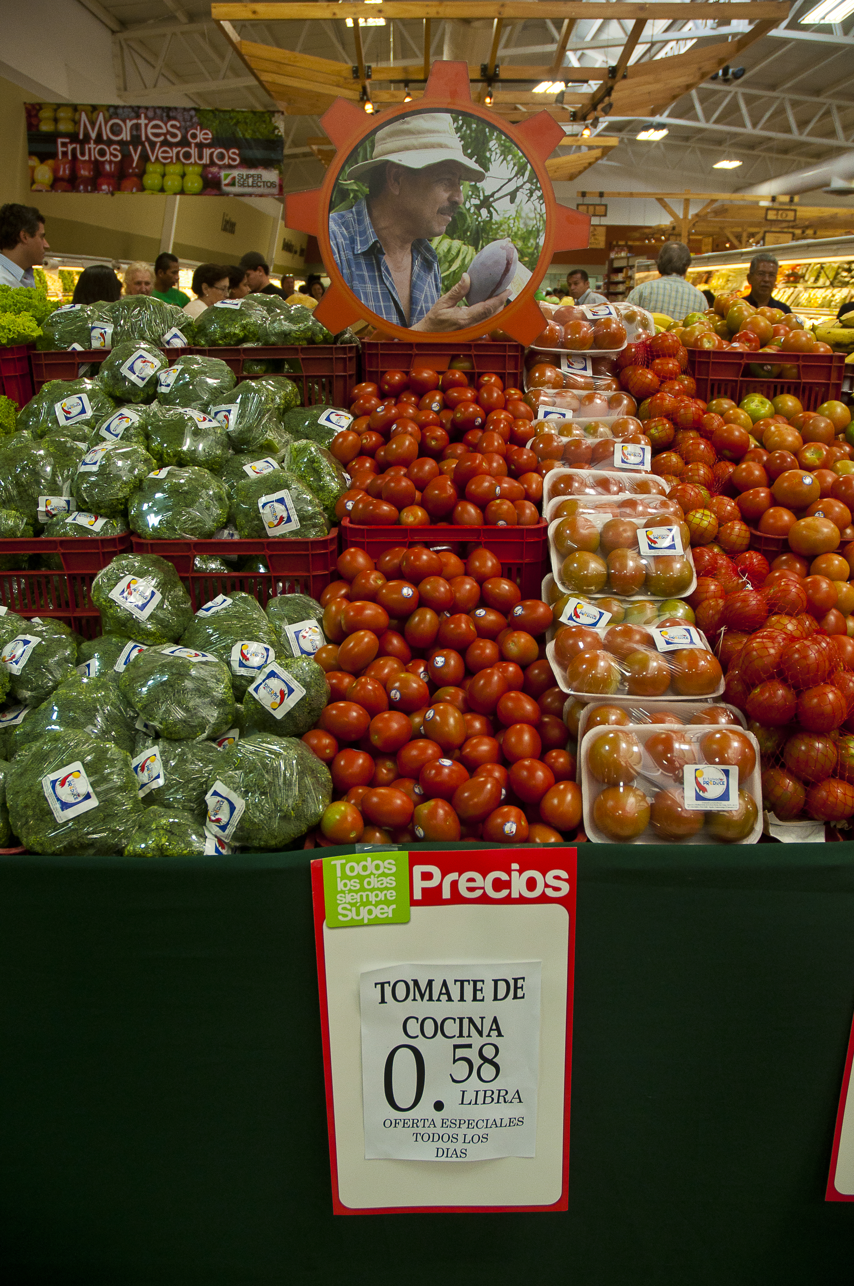 fresh produce display in market