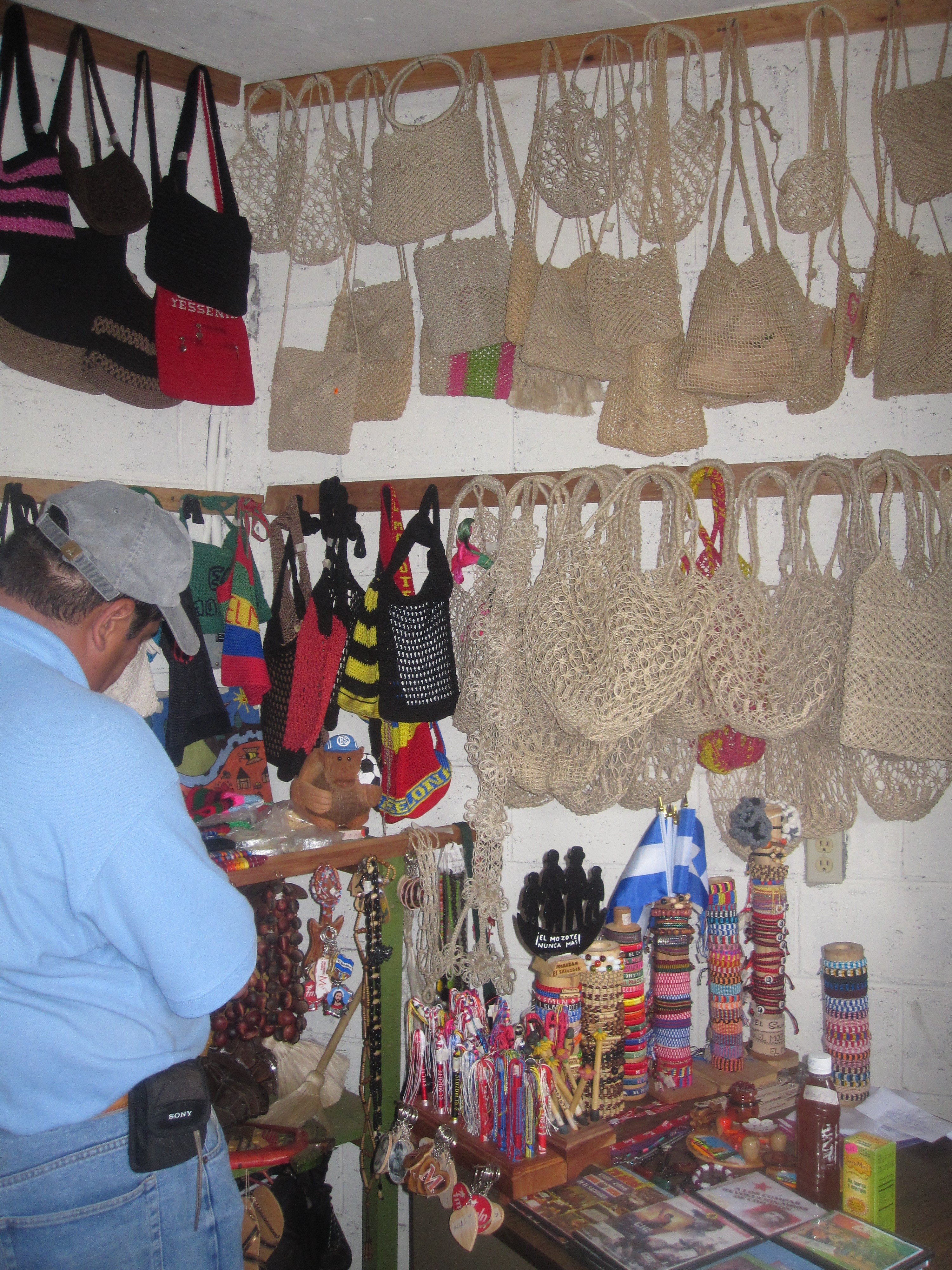 handicrafts displayed for sale in a store assisted by the activity