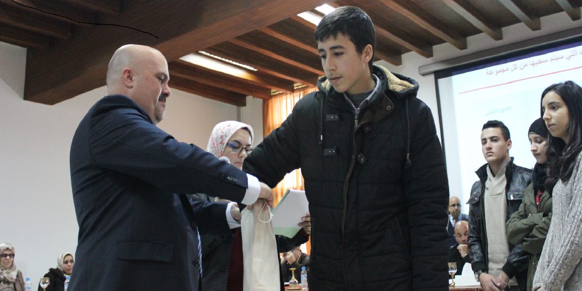 Students take part in a public lottery in Tétouan, Morocco, to select schools to participate in an innovative pilot program for secondary education funded through the MCC-Morocco Employability and Land Compact. Thanks to the partnership between MCC and the Government of Morocco, approximately 100,000 students are expected to benefit from higher-quality education that better positions them for opportunities in today’s modern workforce.