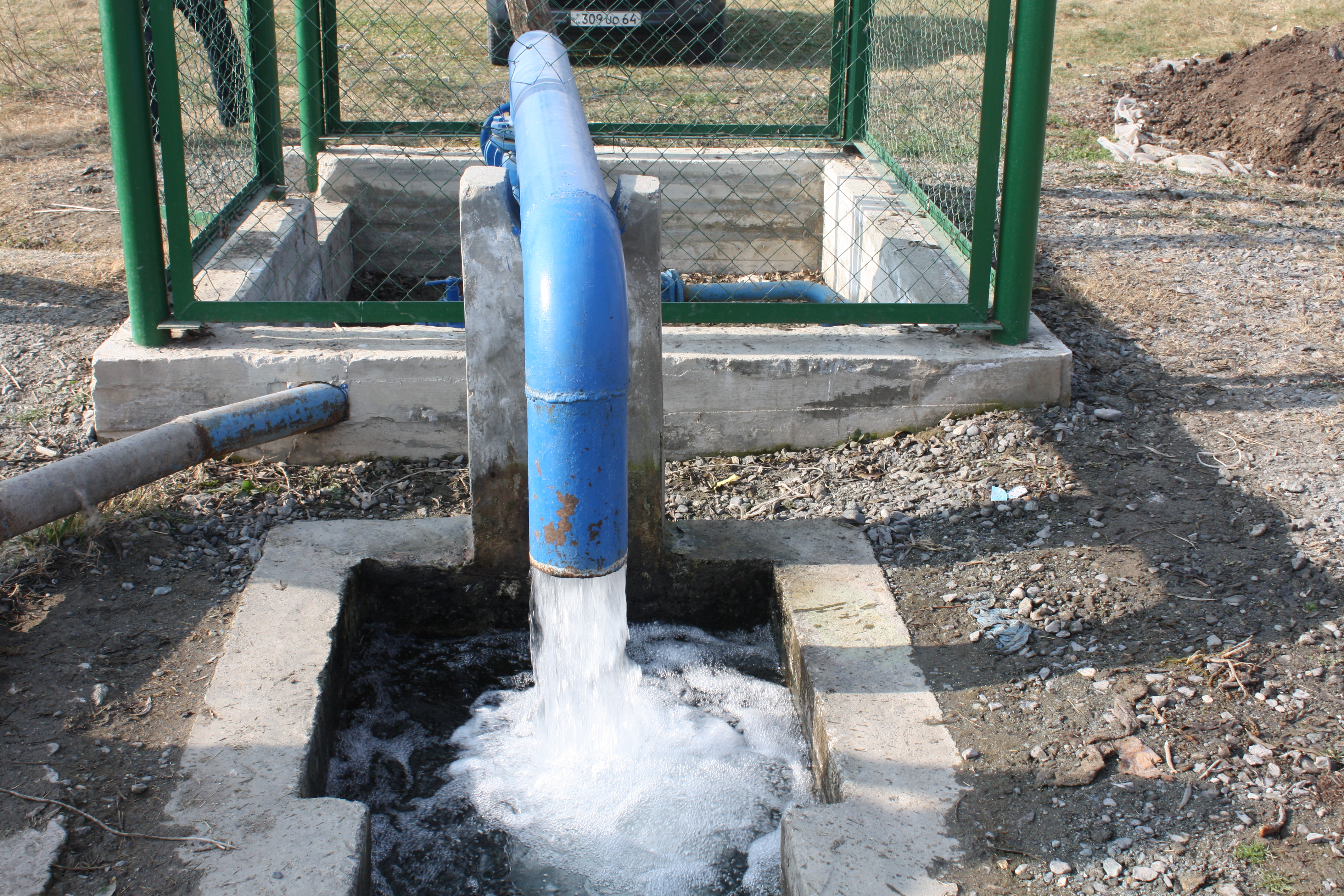 water flowing into irrigation system