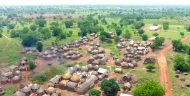 An overhead view of a small village in Ghana