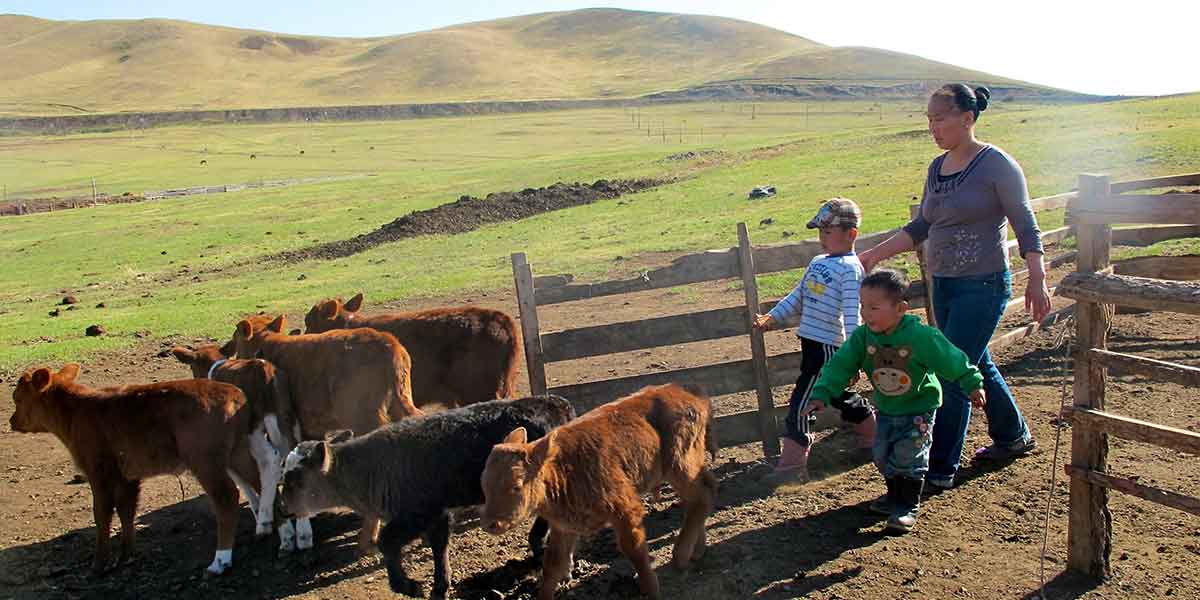 Photo: A herder and her children in Mongolia